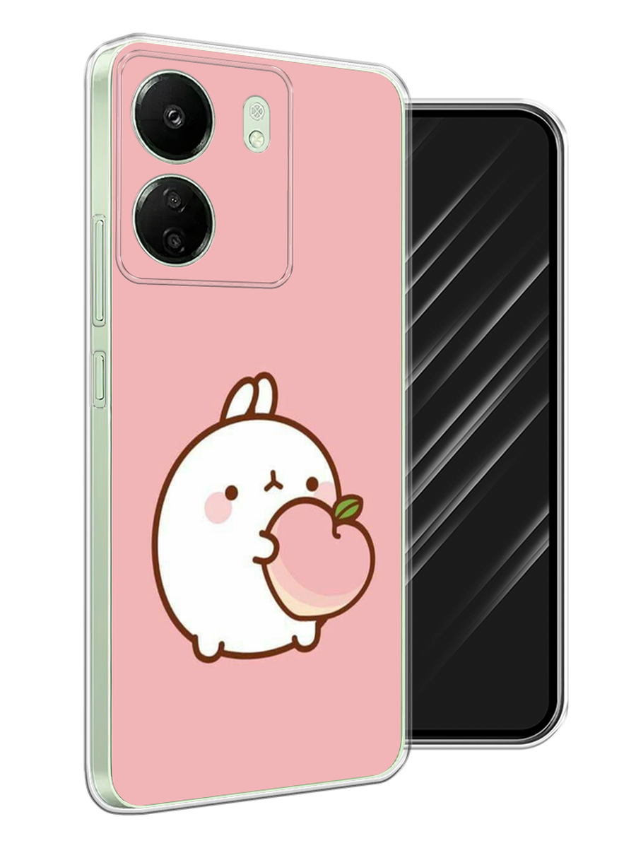 

Чехол Awog на Xiaomi Redmi 13C, Poco C65 "Кролик с персиком", Розовый;бежевый, 320650-1