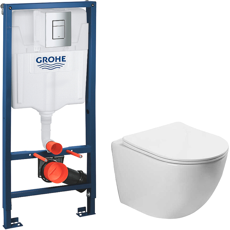 Унитаз Vincea Globo VT1-14S инсталляция Grohe Rapid SL 38772001 сиденье, клавиша Хром