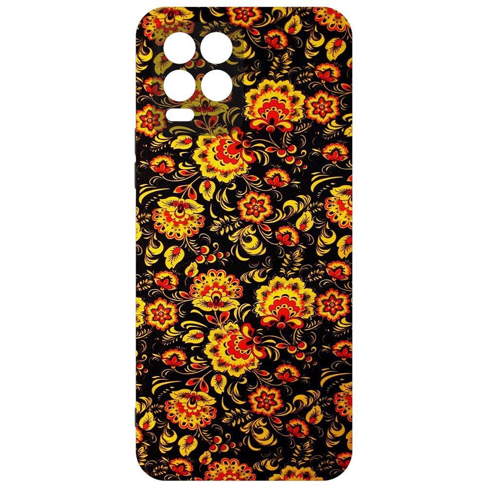 

Чехол-накладка Krutoff Soft Case Хохлома для Realme 8/8 Pro 4G, Черный