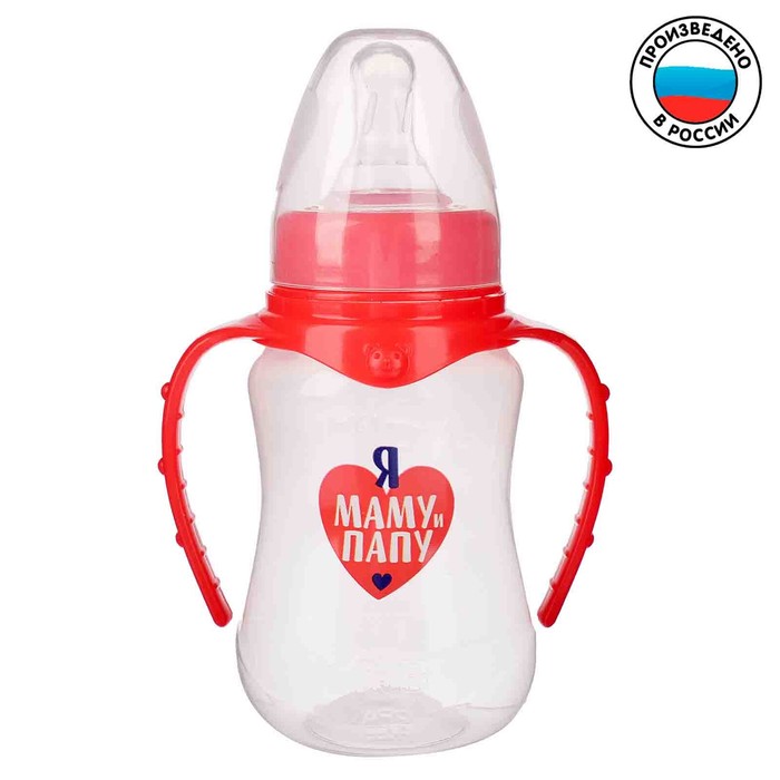 

Бутылочка Mum&Baby для кормления, Люблю маму и папу, 150 мл, от 0 мес., красный