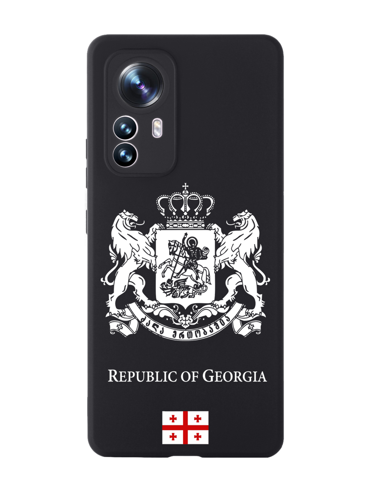 

Чехол SignumCase для Xiaomi 12X Белый Герб Грузии черный, Золотистый;черный