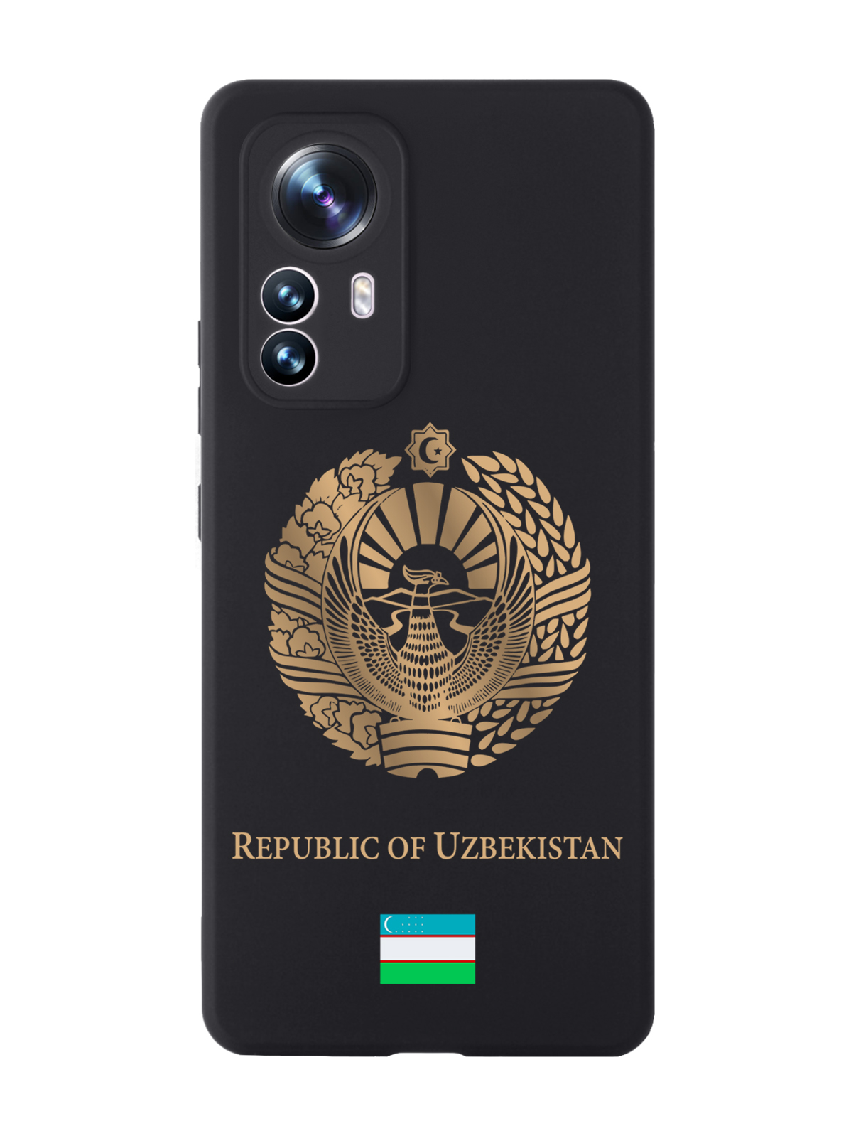 

Чехол SignumCase для Xiaomi 12X Золотой Герб Узбекистана черный, Золотистый;черный