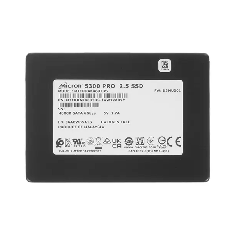 

Жесткий диск Crucial Micron 5300 PRO 2,5 480 Гб черный