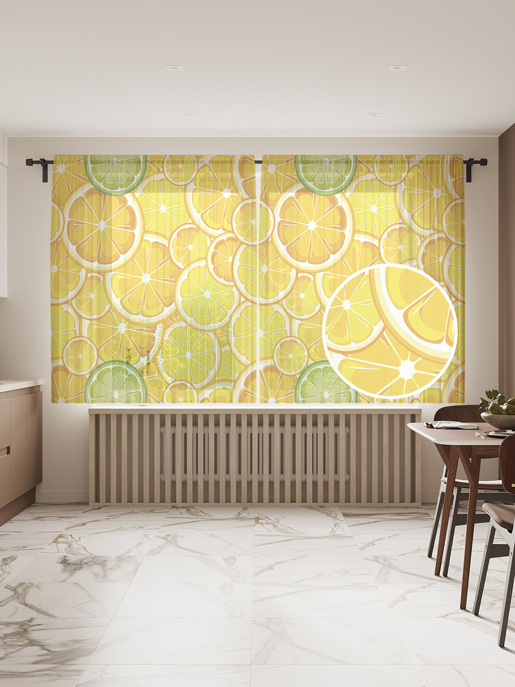 

Фототюль JoyArty "Апельсиновое пространство", 145x180см (2 полотна с лентой + 50 крючков), Апельсиновое пространство