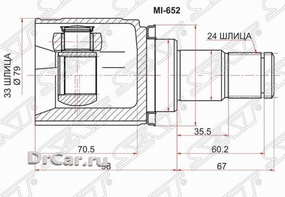 

SAT Шрус внутренний LH MITSUBISHI LANCER X 07-, MI652