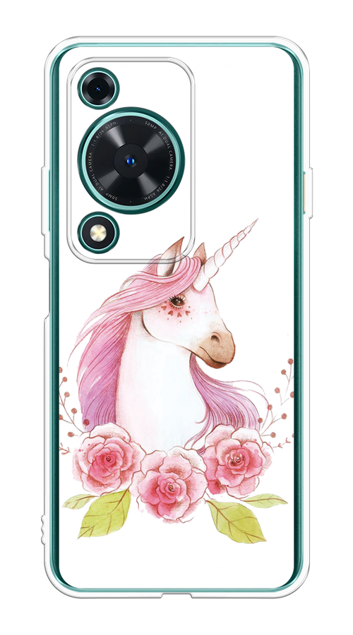 

Чехол на Huawei Nova Y72 "Единорог цветы", Белый;розовый;серый, 6123650-1
