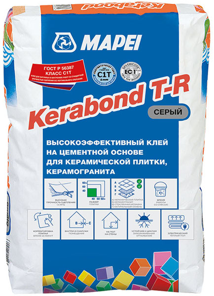 Клей MAPEI Kerabond T-R для плитки и керамогранита 25кг серый 1093₽