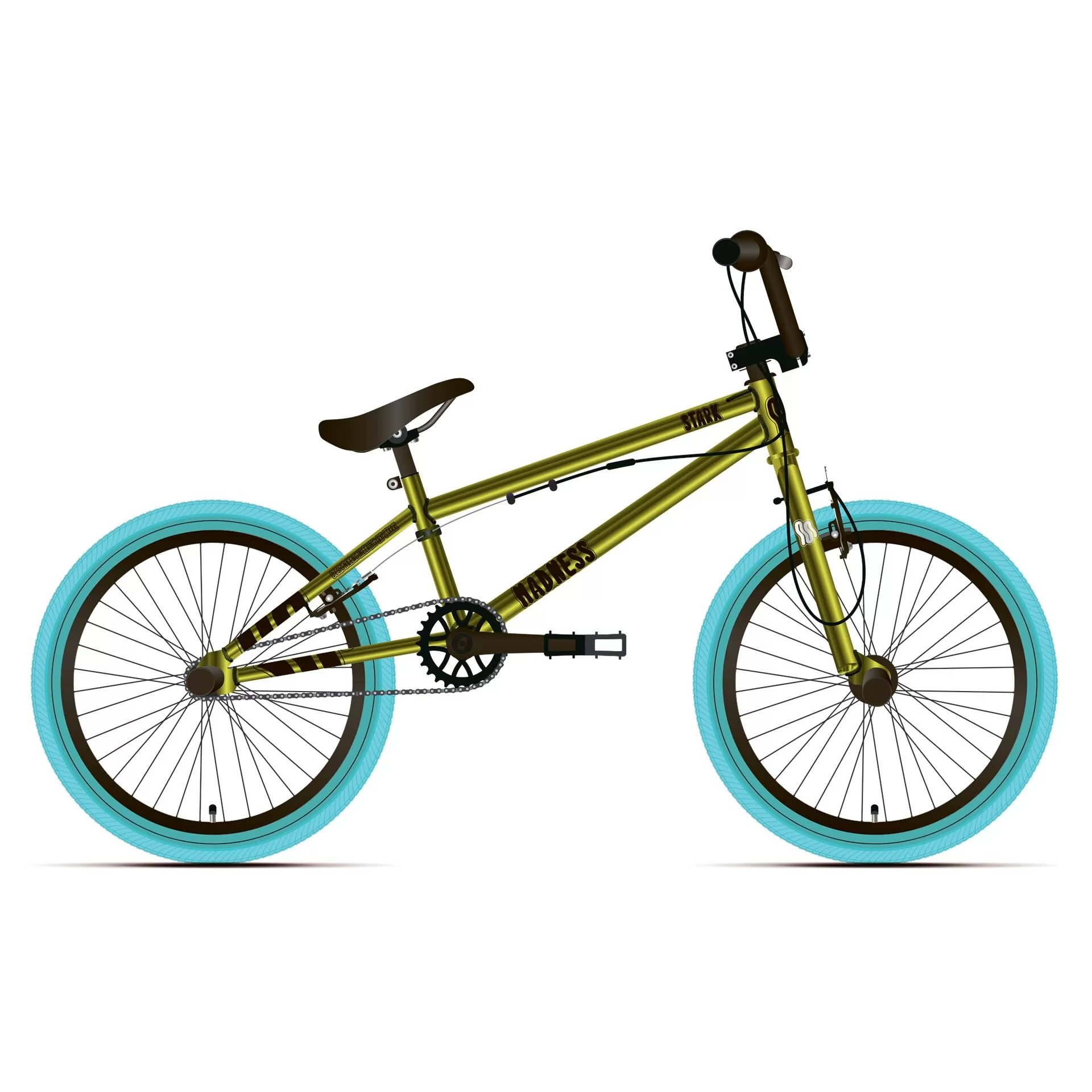 

Велосипед Stark Madness BMX 1 2024 10" лимонный/черный/лазурный, Madness BMX 1
