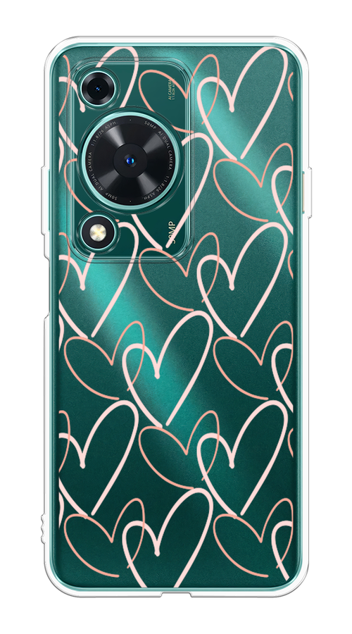 

Чехол на Huawei Nova Y72 "Узор из сердечек", Розовый;бежевый, 6123650-1