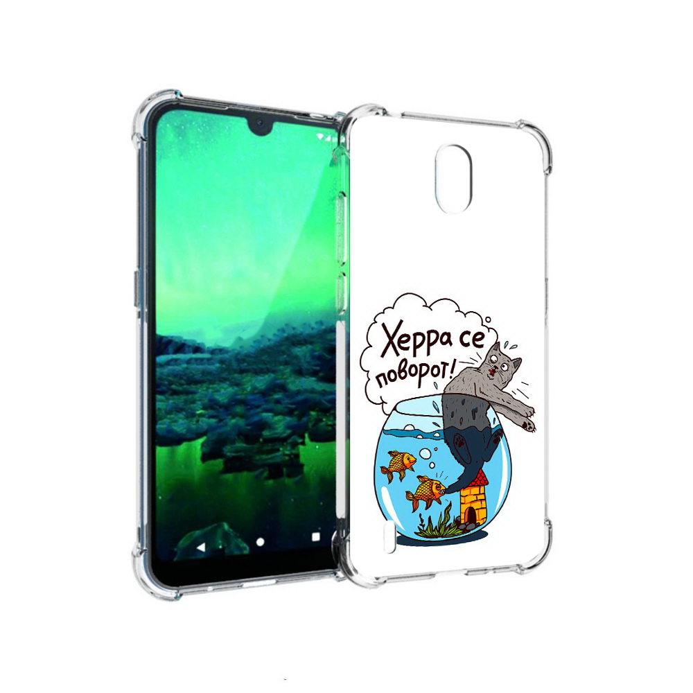 

Чехол MyPads Tocco для Nokia 1.3 Рыбы с котом (PT227048.104.149), Прозрачный, Tocco
