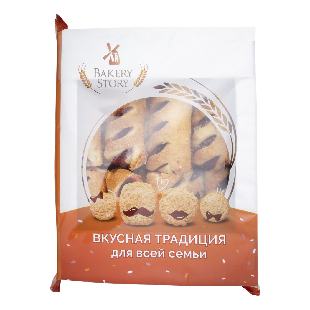 фото Печенье bakery story малина слоеное трубочки фруктовые 500 г вakery story