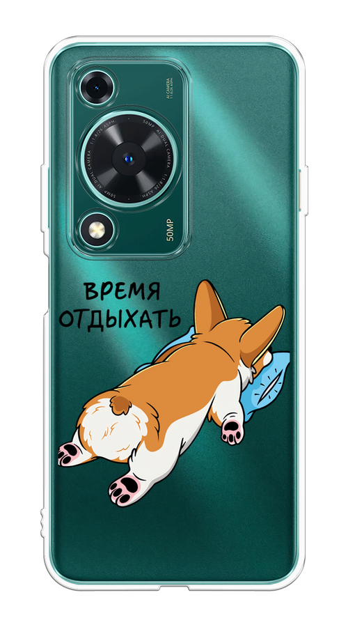 

Чехол на Huawei Nova Y72 "Корги отдыхает", Черный;коричневый;голубой, 6123650-1