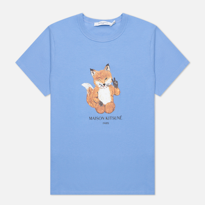 фото Футболка женская maison kitsune hw00131kj0008 голубая xs