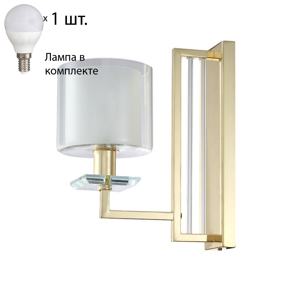 

Бра Crystal Lux с лампочкой NICOLAS AP1 GOLD/WHITE+Lamps E14 P45