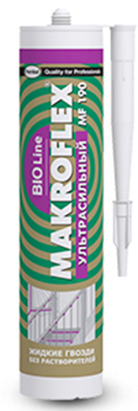 фото Клей makroflex bio line mf190 монтажный ультрасильный жидкие гвозди (0,4кг) белый