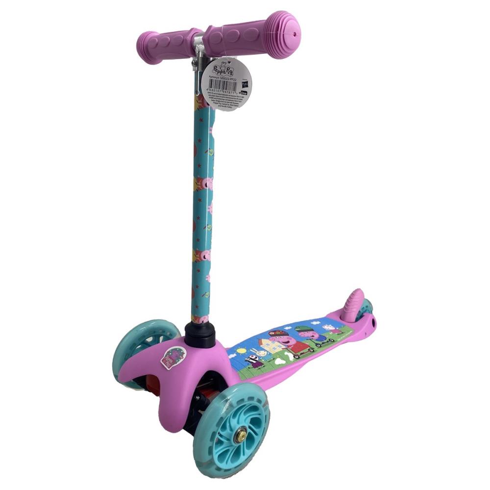 

Самокат трехколесный Свинка Пеппа, колеса Pu 120 и 80 мм. свет арт S00022-PP22