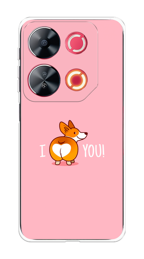 

Чехол на Itel P65 "Корги I love you", Розовый;коричневый;белый, 3202350-1