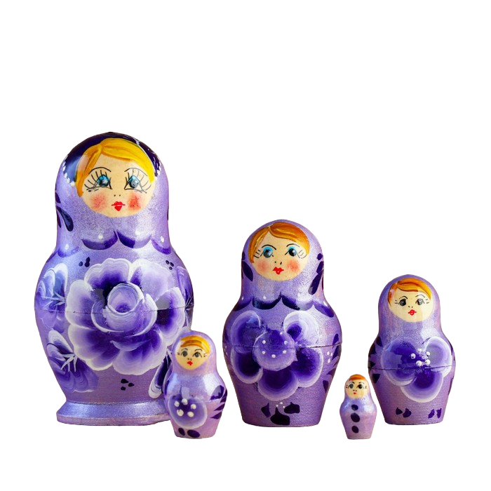 

Матрёшка «Роза», сиреневое платье, 5 кукольная, 10 см, Разноцветный