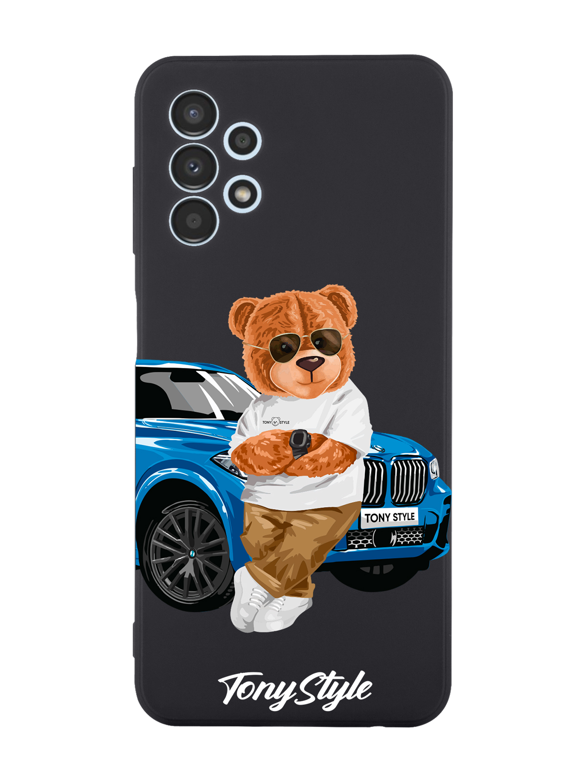 

Чехол Tony Style для Samsung Galaxy A13 4G Tony Style с машиной черный, Голубой;коричневый;белый