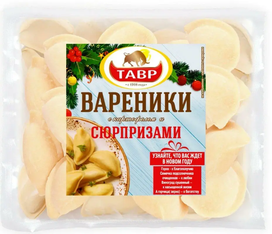 

Вареники Тавр с картофелем и сюрпризами, замороженные, 450 г