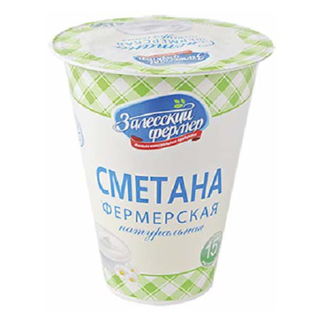 Сметана Залесский фермер 15% БЗМЖ 300 г