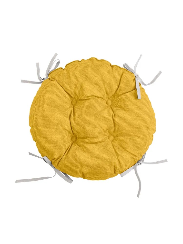 Подушка на стул с тафтингом круглая d40 Унисон рис 30004-16 Basic желтый