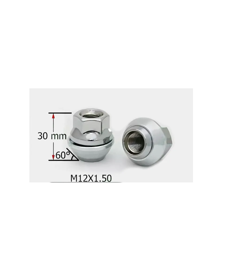 Гайки колесные, SDS, M14X1,50 30мм Конус вращающийся, открытая, кл19мм Форд Хром 10 шт