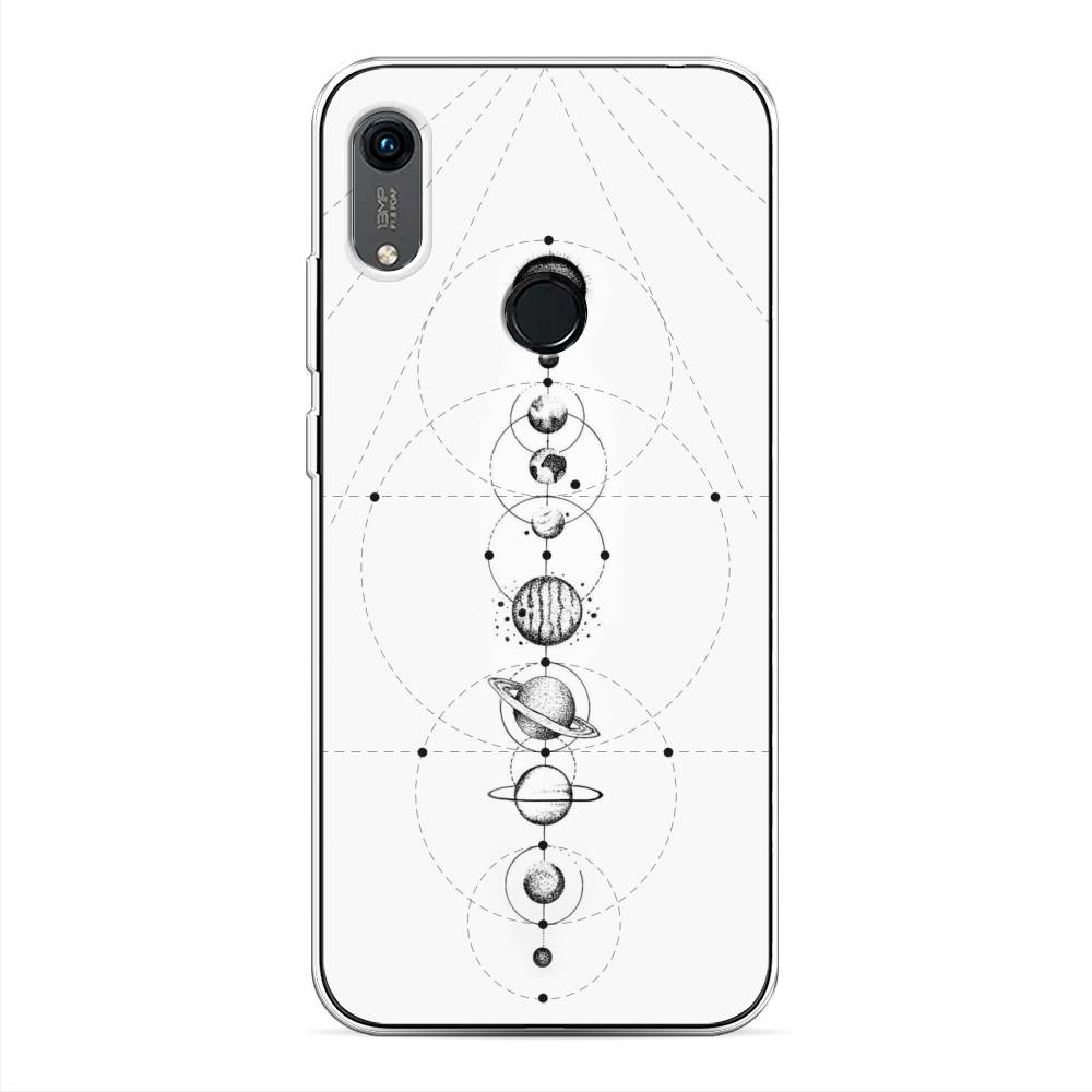 

Чехол на Huawei Y6 2019 "Парад планет", Серый, 611550-2