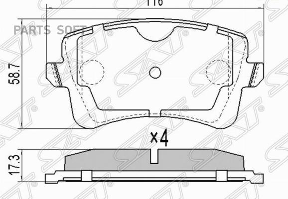 

Колодки тормозные зад AUDI Q5 17-/A4 07-/A5/S5 07- SAT ST8K0698451C