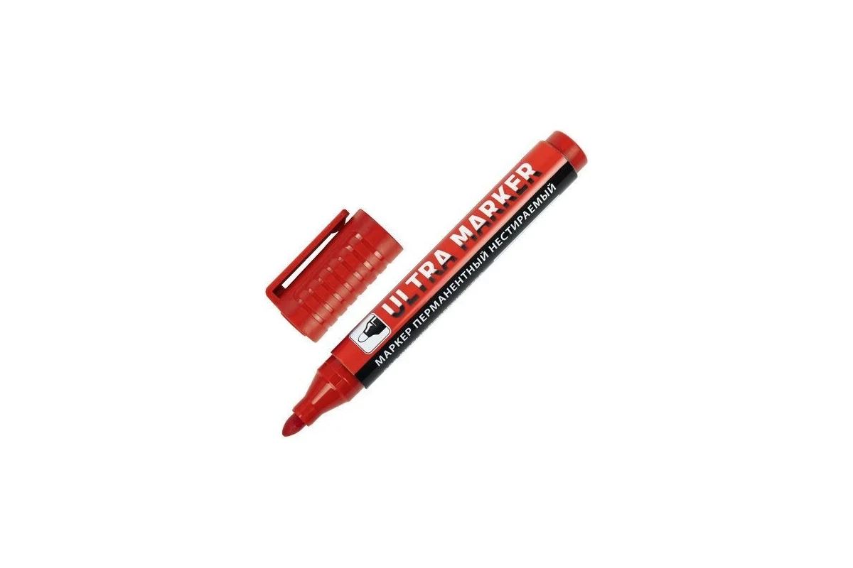 

Маркер перманентный ULTRA MARKER, КРАСНЫЙ, 3,5 мм, с клипом, BRAUBERG, 152205