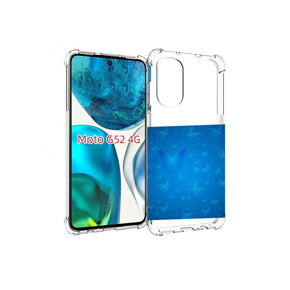

Чехол MyPads голубые-бабочки для Motorola Moto G82 / Moto G52, Прозрачный, Tocco