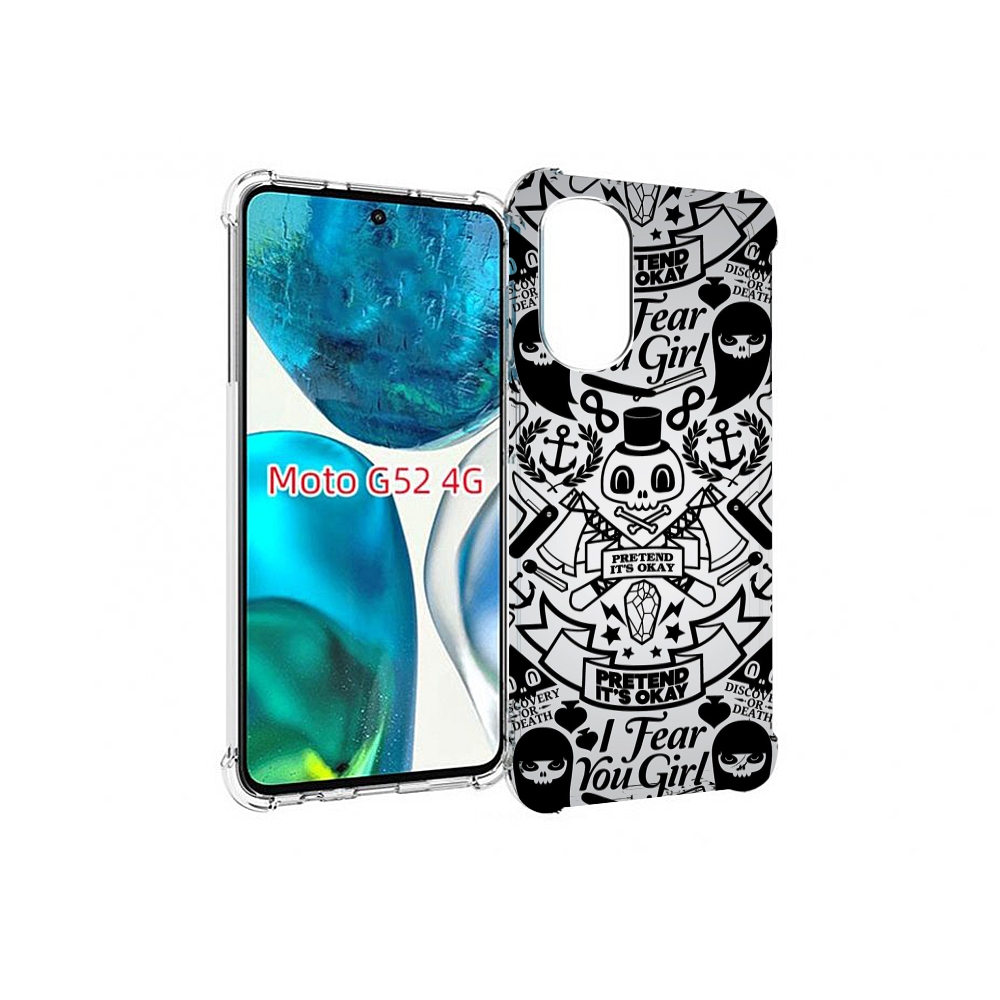 

Чехол MyPads готический-принт для Motorola Moto G82 / Moto G52, Прозрачный, Tocco