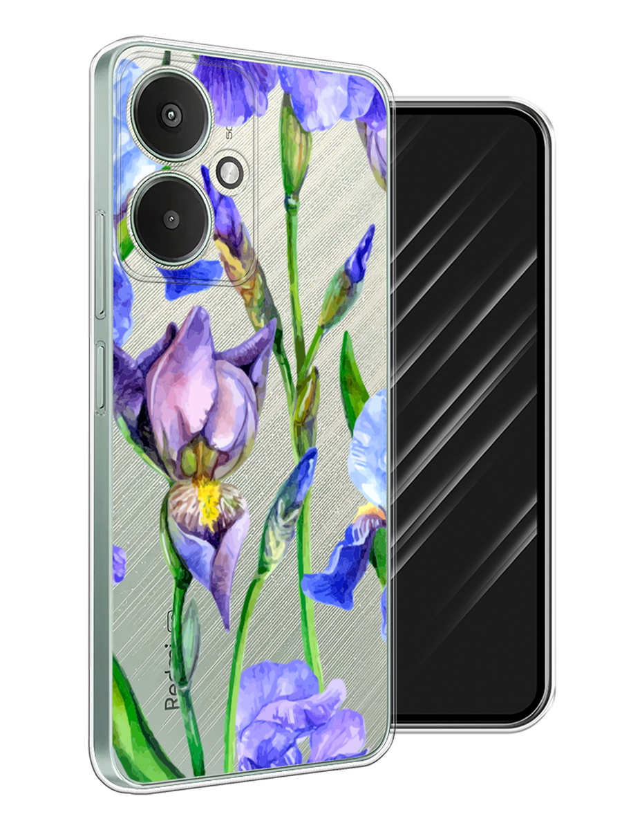 

Чехол Awog на Xiaomi Redmi 13C 5G/Redmi 13R 5G, Poco M6 5G "Синие ирисы", Фиолетовый;голубой;зеленый, 321350-1