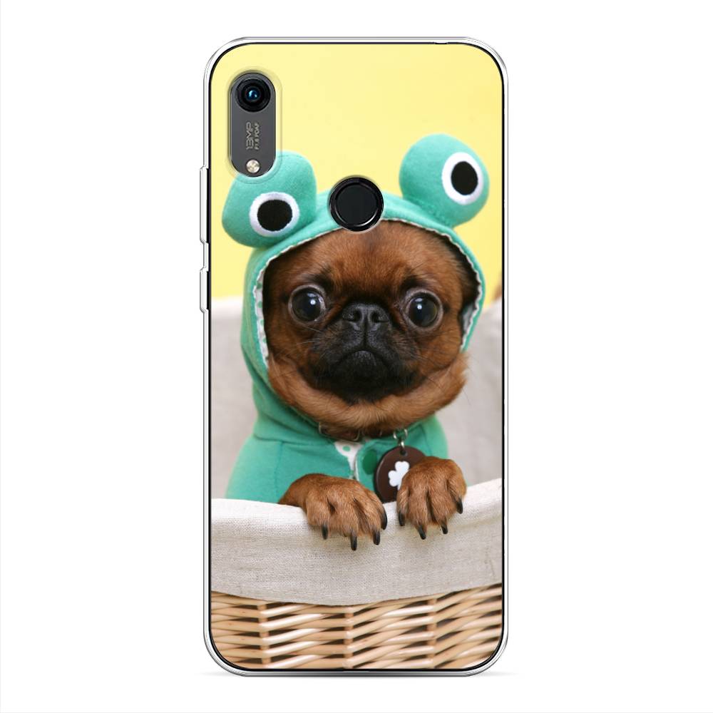 

Чехол на Huawei Y6 2019 "Собачка в шапке лягушки", Коричневый;желтый;голубой, 611550-1