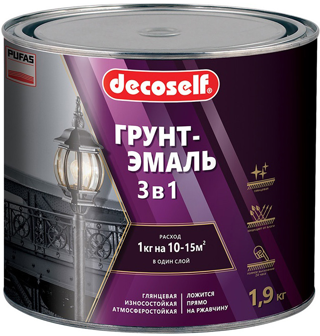 

DECOSELF грунт-эмаль 3 в1 красно-коричневая (1,9кг) глянцевая, Красный