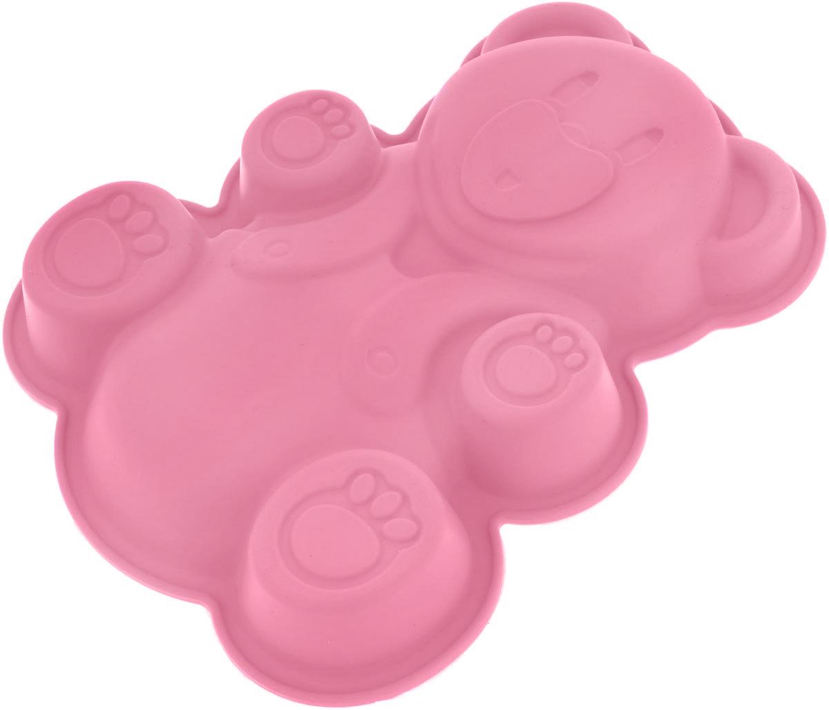 

Силиконовая форма для выпечки, желе и других десертов Мишка 04124005 13x16x2,5 см, розовый, 28929