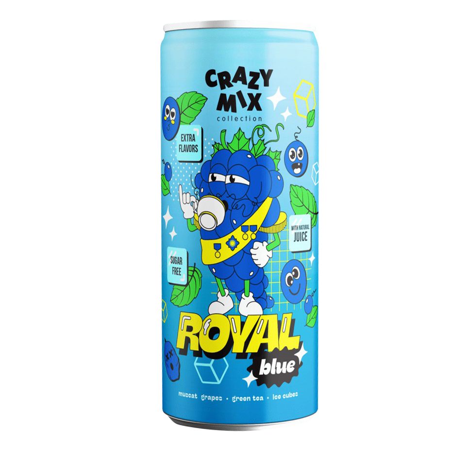 

Газированный напиток Crazy Mix Royal blue виноград-зеленый чай 0,33 л