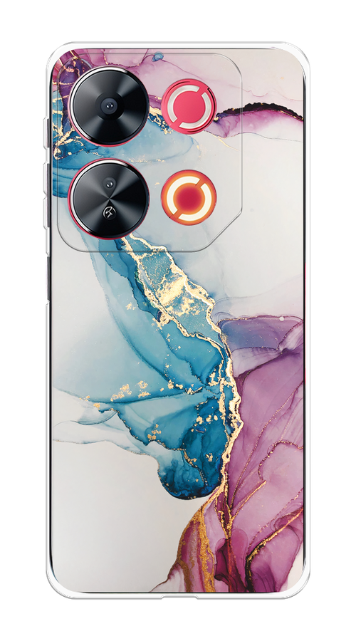 

Чехол на Itel P65 "Розовые разводы рисунок", Синий;розовый;золотистый, 3202350-1