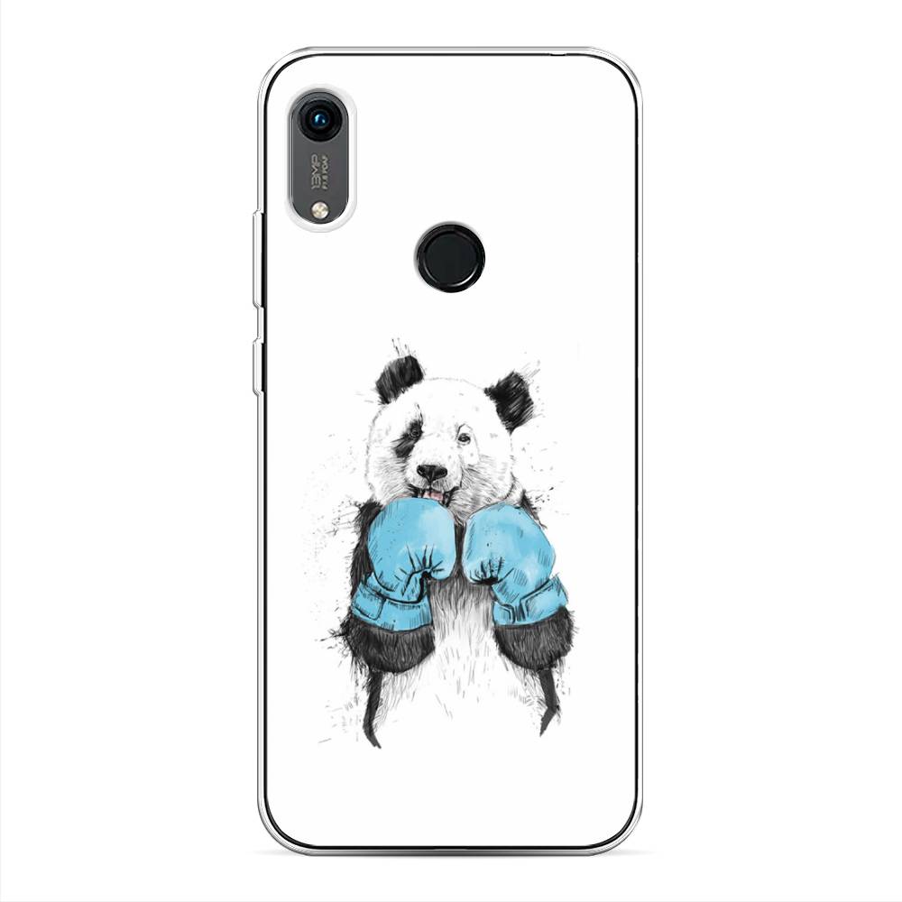 

Чехол на Huawei Y6 2019 "Панда боксер", Голубой;белый;серый, 611550-1