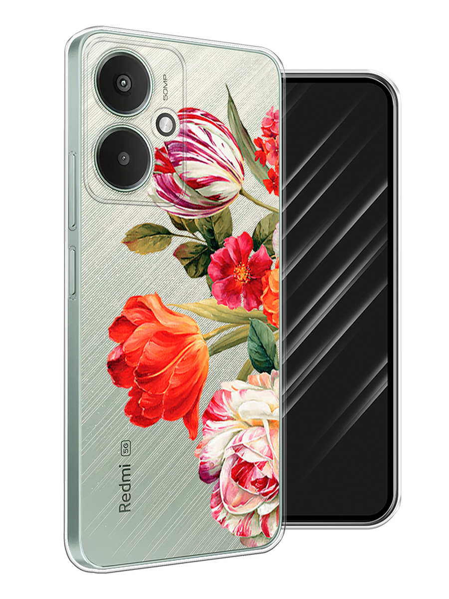 

Чехол Awog на Xiaomi Redmi 13C 5G/Redmi 13R 5G, Poco M6 5G "Весенний букет", Красный;розовый;зеленый, 321350-1