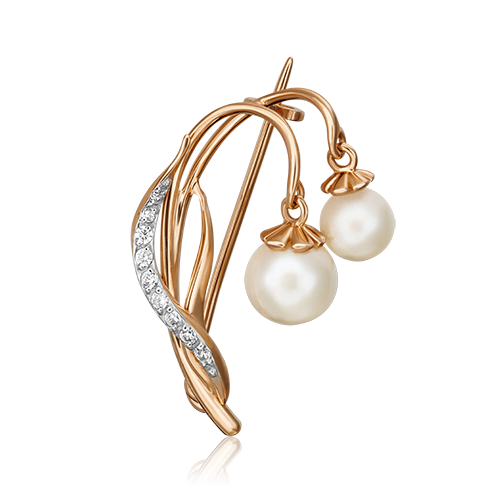 

Брошь из золота с фианитом/жемчугом PLATINA jewelry 04-0246-00-302-1110-31_0, 04-0246-00-302-1110-31_0