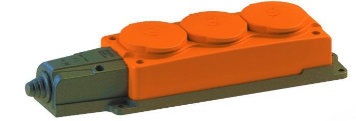 Колодка тройная NE-AD 3-нг с/з с крышками 16А, IP54, оранжевый/черный (каучук)