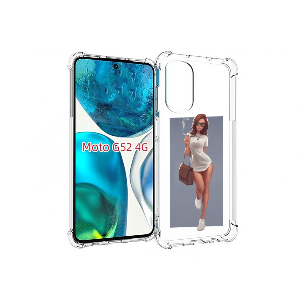 Чехол MyPads девушка-в-белой-футболке женский для Motorola Moto G82 / Moto G52