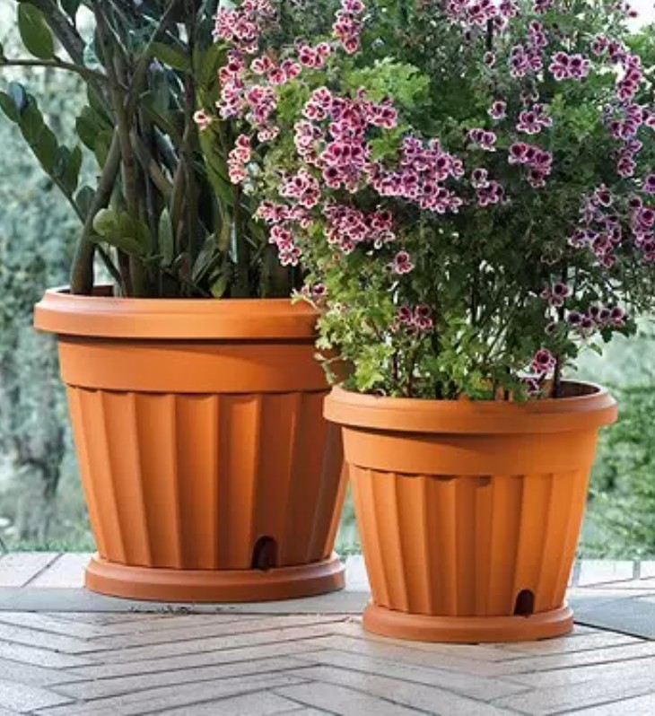 

Цветочное кашпо Bama Flower Ирис с поддоном 701720 5,5 л терракот 2 шт., Коричневый, Ирис