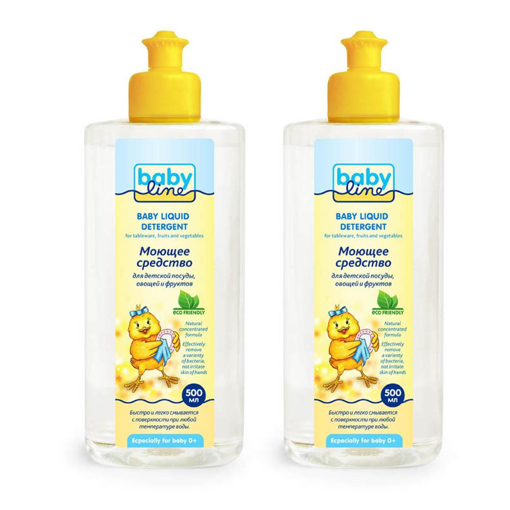 

Натуральное детское моющее средство Babyline для посуды, овощей и фруктов, 2x500 мл