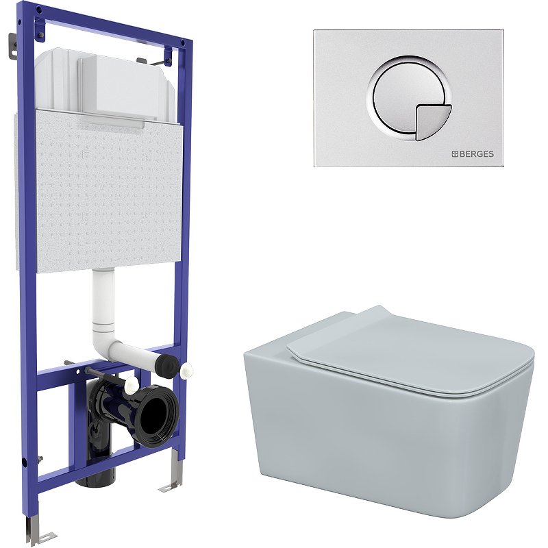 

Комплект унитаза с инсталляцией Berges Wasserhaus Floe Rimless 043281 с сиденьем Микролифт