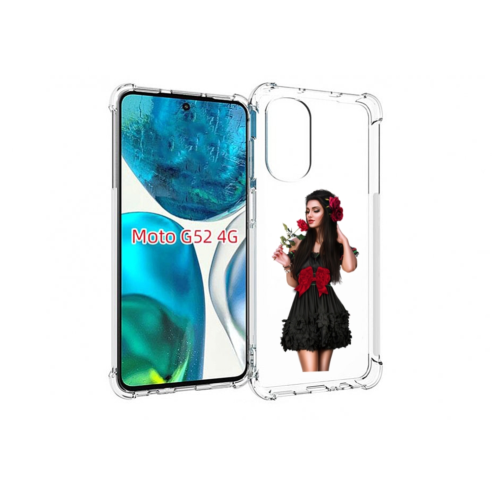 

Чехол MyPads девушка-в-черном-платье-с-розой женский для Motorola Moto G82 / Moto G52, Прозрачный, Tocco