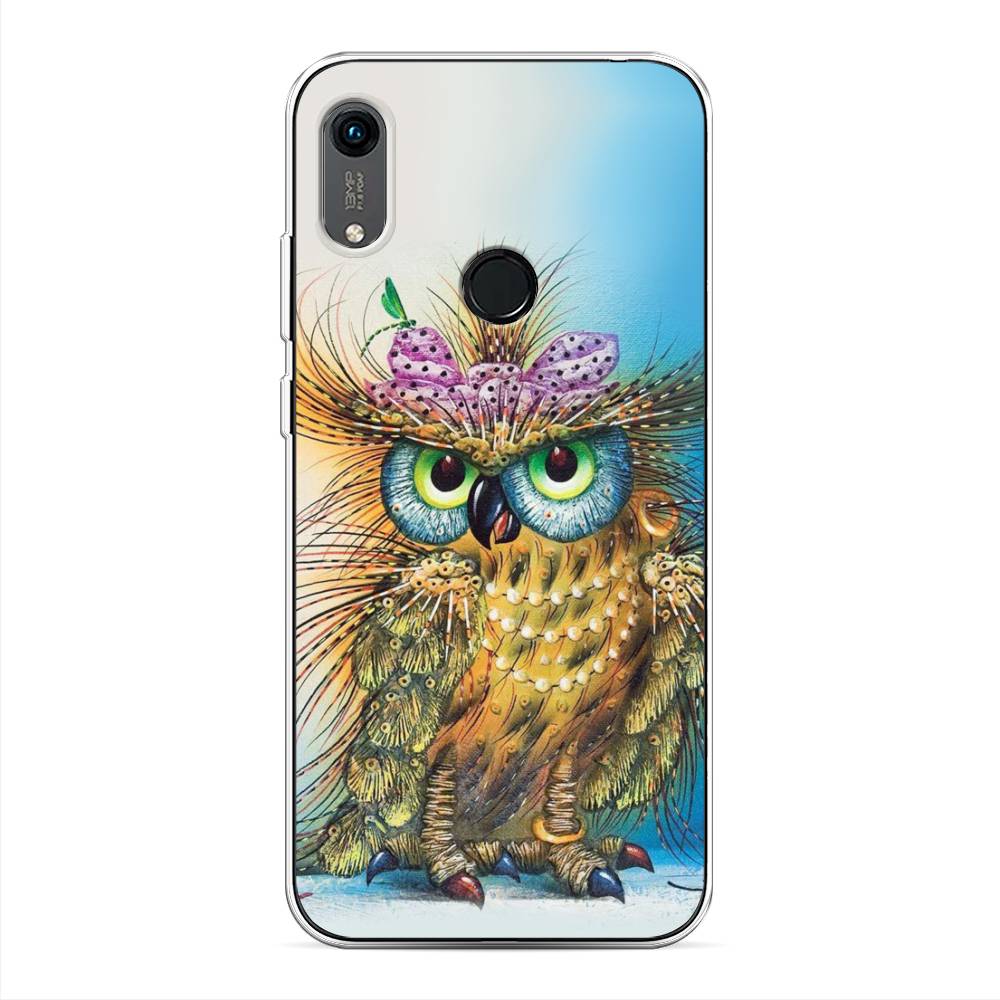 

Чехол на Huawei Y6 2019 "Модная сова", Коричневый;голубой, 611550-1