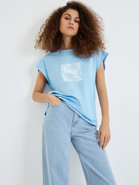 

Футболка женская ZARINA 3225575475 голубая M, Голубой, 3225575475