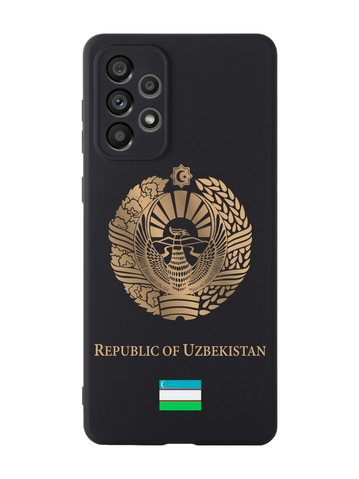 

Чехол SignumCase для Samsung Galaxy A73 Золотой Герб Узбекистана черный, Золотистый;черный